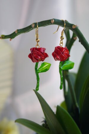 RED FLOR EARRINGS
