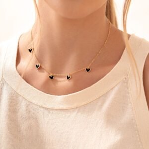 MULTI BLACK HEARTS CHAIN