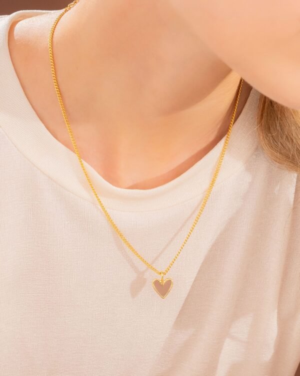 Mocca Heart Necklace + Earrings Set - Image 2