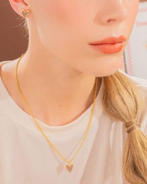 Mocca Heart Necklace + Earrings Set
